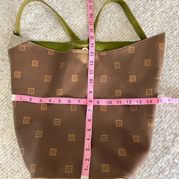 Texier France Leather Retro Avocado Green and Brown Envelope Style Backpack RARE - Picture 15 of 15